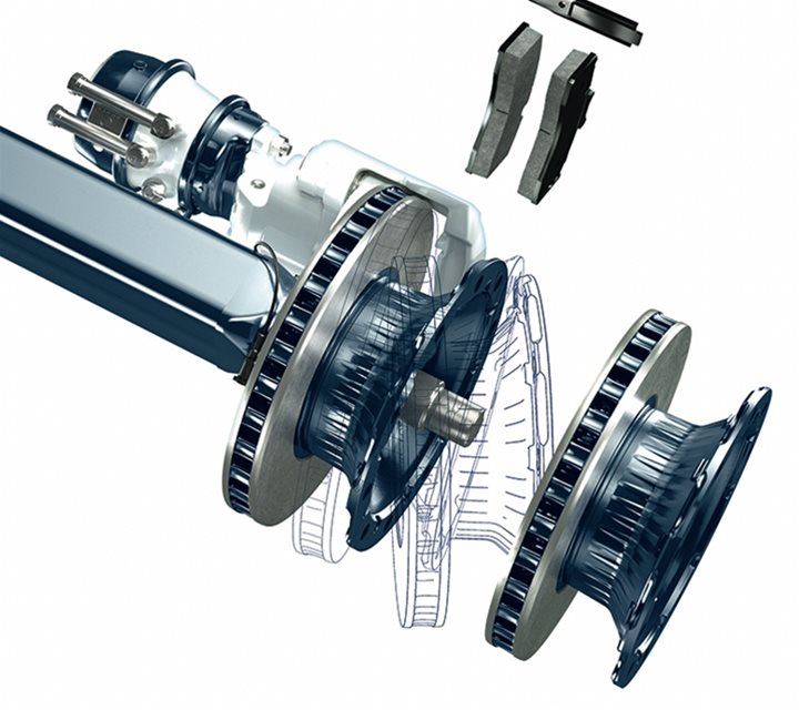 BPW drum brake split into multiple vehicle components 